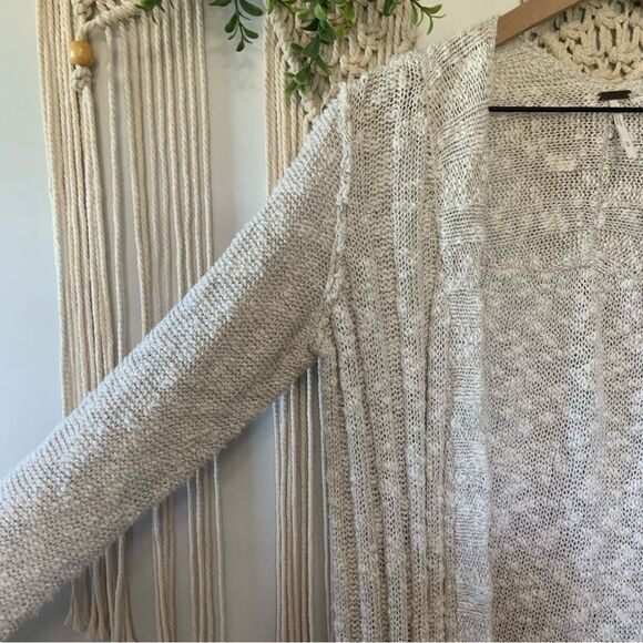 FREE PEOPLE Free Spirit Long Knit Cardigan Sweater Cream Tan Medium - Picture 6 of 12
